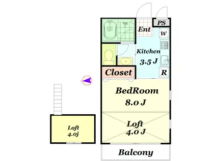 シャイン・ハイツ(1K/2階)の間取り写真