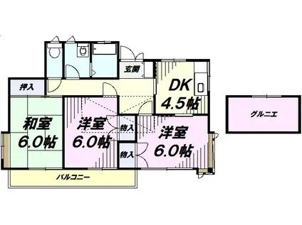 けや木コーポ(3DK/2階)の間取り写真