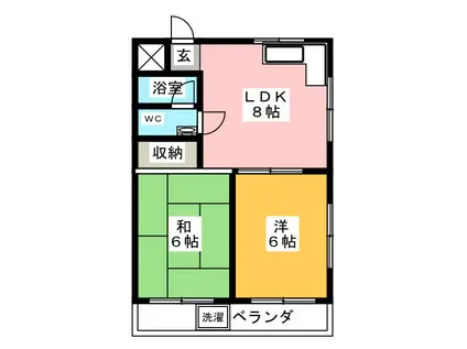 ニューシティハイツ大畠(2DK/2階)の間取り写真