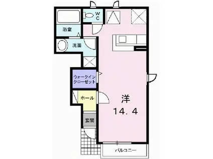 ポーシャルマンI(ワンルーム/1階)の間取り写真