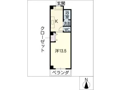 ロアシス大富(1K/2階)の間取り写真