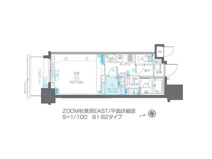 ZOOM秋葉原イースト(1K/2階)の間取り写真
