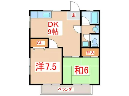 外薗アパート(2DK/1階)の間取り写真