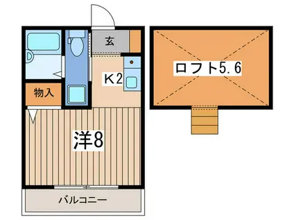 ヴェラハイツ井土ヶ谷B(1K/2階)の間取り写真