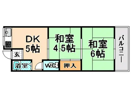 たかせき荘(2DK/2階)の間取り写真
