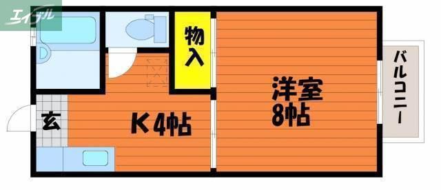 メゾンソレイユ(1K/1階)の間取り写真