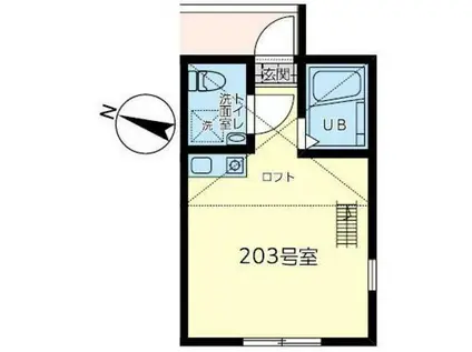 ユナイト東逗子ラグーン(ワンルーム/2階)の間取り写真