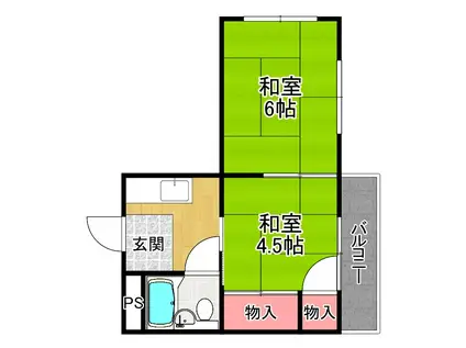 シャルマン三栗B棟(2K/2階)の間取り写真