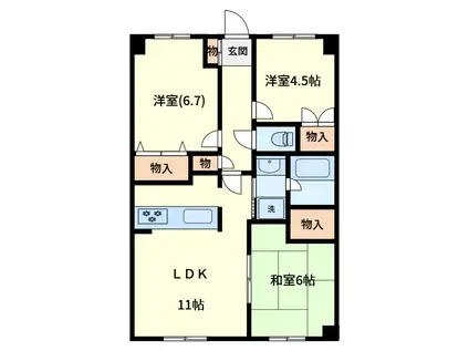 西浦和アネックスマンション(3LDK/1階)の間取り写真