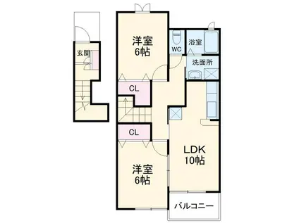 プレステージII(2LDK/2階)の間取り写真