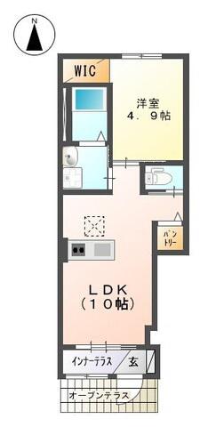 クイーンズタウン(1LDK/1階)の間取り写真