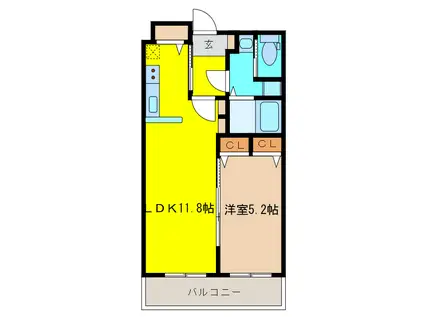 FELIZ泉大津(1LDK/8階)の間取り写真