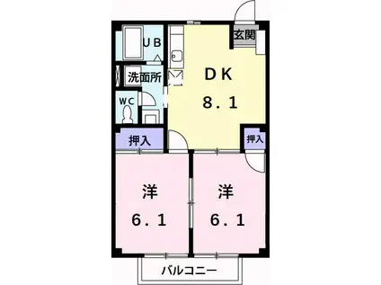 パークサイドA(2DK/2階)の間取り写真
