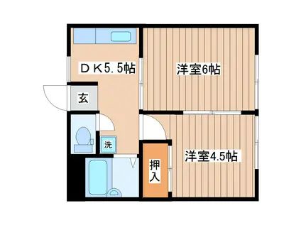 コーポ福田町II(2DK/2階)の間取り写真