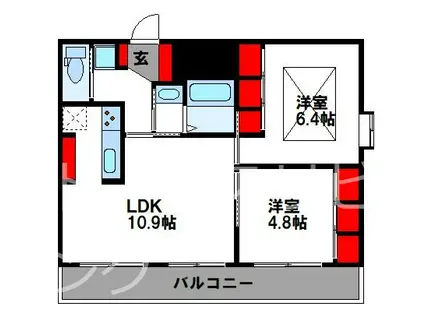 エステート・モア・高砂倶楽部(2LDK/15階)の間取り写真