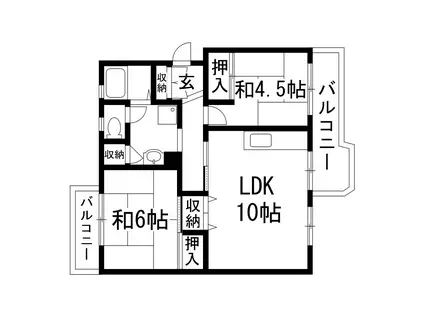 中山五月台3号棟(2LDK/1階)の間取り写真