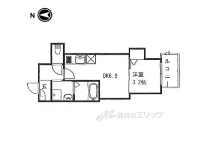 ジーメゾン西大寺赤田トリナーレ(1DK/2階)の間取り写真
