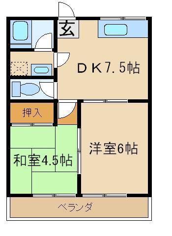 サンシティ(2DK/2階)の間取り写真