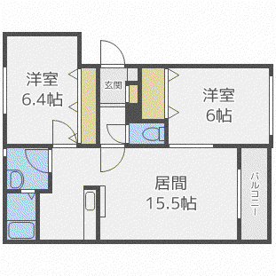 岩崎MS西野4・7(2LDK/2階)の間取り写真