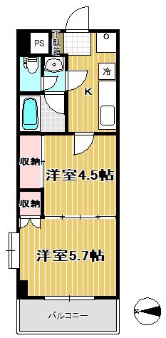 クレールコート(2K/3階)の間取り写真