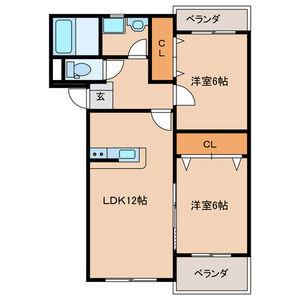 プレステージ加奈陀(2LDK/1階)の間取り写真