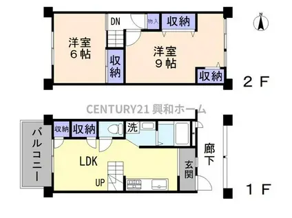 地下鉄名城線 新瑞橋駅 徒歩3分 9階建 築58年(2LDK/1階)の間取り写真