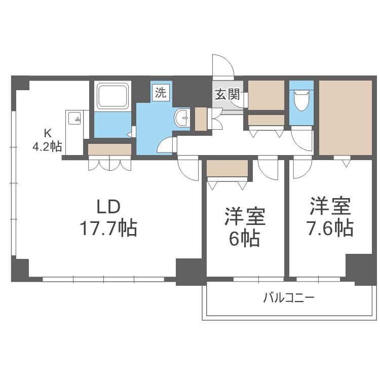ティアラタワー中島倶楽部(2LDK/33階)の間取り写真