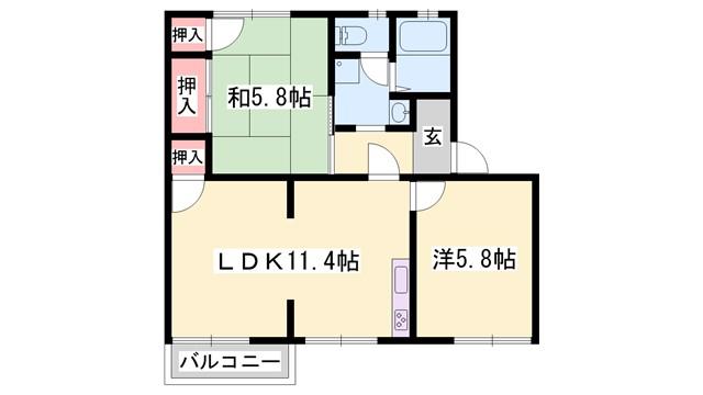 タウニィ優生A棟(2LDK/1階)の間取り写真