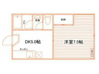 重康第2コーポ(1DK/2階)の間取り写真