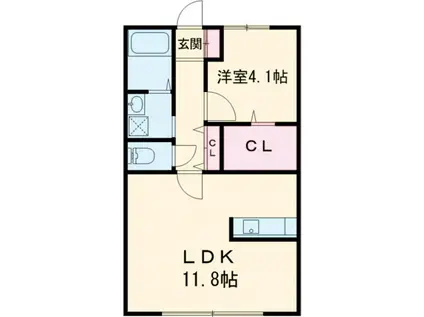 カーム一宮(1LDK/1階)の間取り写真