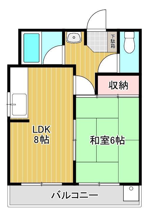 グリーンプラザ春日(1LDK/2階)の間取り写真