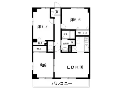 ヴィターレ百石(3LDK/2階)の間取り写真