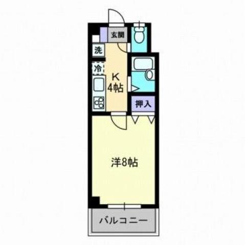 とさでん交通後免線 宝永町駅 徒歩19分 4階建 築28年(1K/2階)の間取り写真