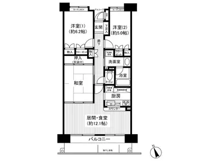 パラッシオ小田原弐番館(3LDK/14階)の間取り写真