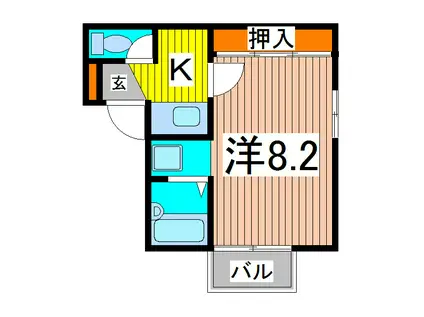 イワーナ(1K/1階)の間取り写真