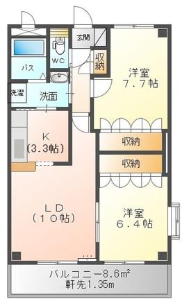 プロニティ21(2LDK/3階)の間取り写真