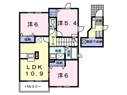プロムナードI(3LDK/2階)の間取り写真