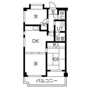 コーポラス葵(3DK/6階)の間取り写真