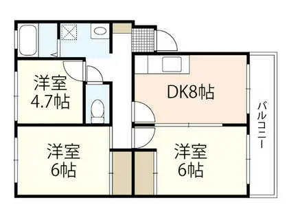 矢野ビル(3DK/1階)の間取り写真