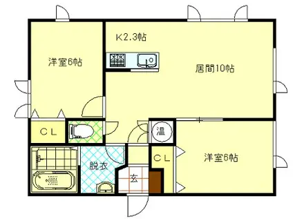 フェルメールII(2LDK/1階)の間取り写真