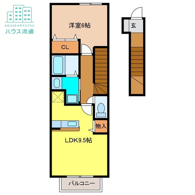 セントラルビレッジB(1LDK/2階)の間取り写真