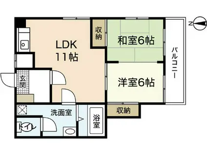 メゾンアルカディア(2LDK/4階)の間取り写真