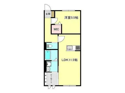 リバーサイドK(1LDK/2階)の間取り写真