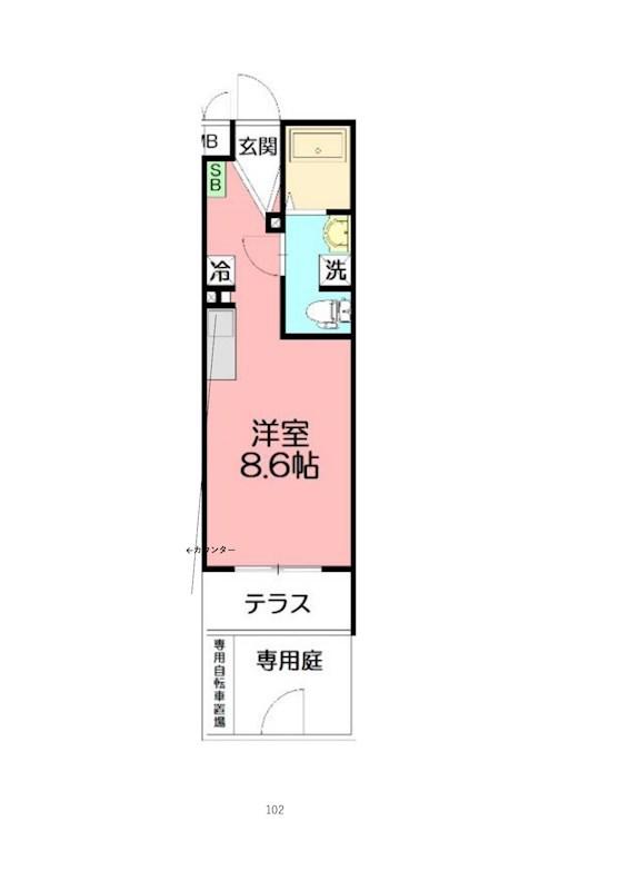 小田急小田原線 東海大学前駅 徒歩23分 4階建 築7年(ワンルーム/1階)の間取り写真