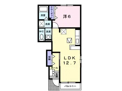 メゾン・リバビュー(1LDK/1階)の間取り写真