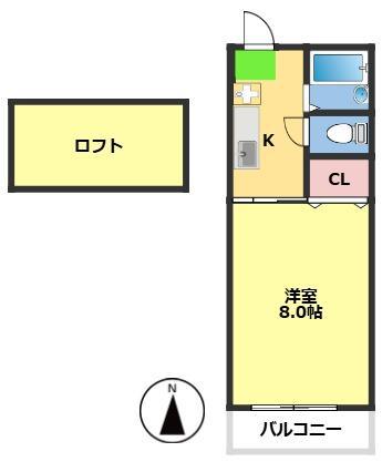 藤川ハイツ(1K/1階)の間取り写真