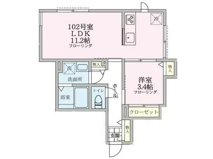 ビアンカ西麻布(1LDK/1階)の間取り写真