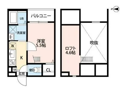 イルクオーレ高道町(1K/2階)の間取り写真