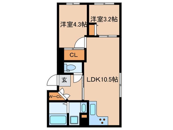 ウェルスクエア新宿戸山(2LDK/4階)の間取り写真