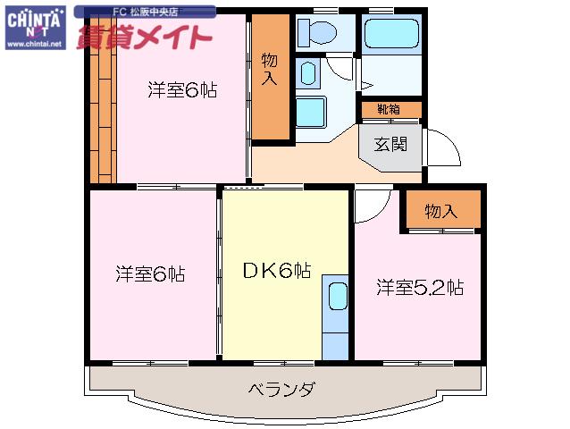 ファミリー久保山 II(3DK/1階)の間取り写真
